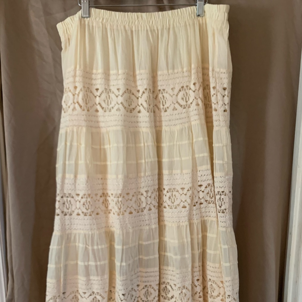 Off white western lace full length skirt.